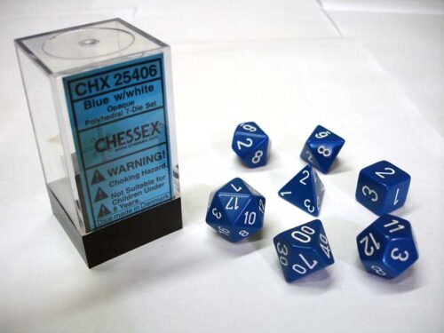 Opaque Blue/white Polydice Dobbelsteen S