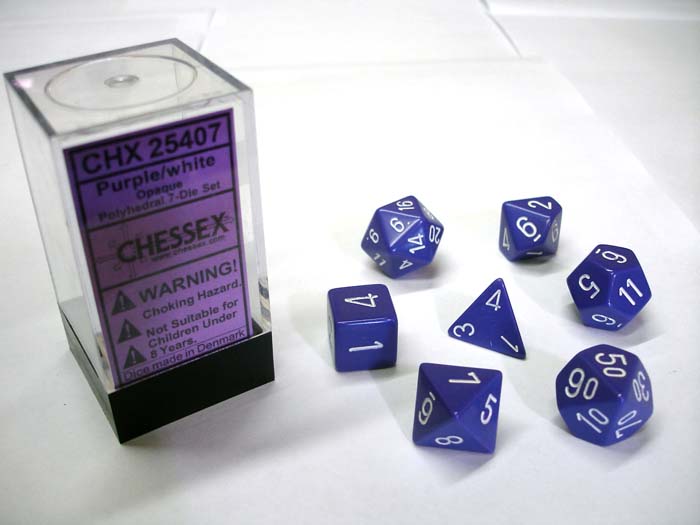 Opaque Purple/white Polydice Dobbelsteen