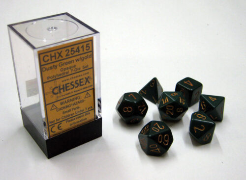 Opaque Dusty Green/gold Polydice Dobbels