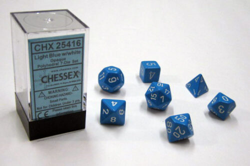 Opaque Light Blue/white Polydice Dobbels