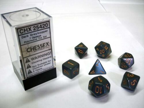Opaque Dark Grey/copper Polydice Dobbels