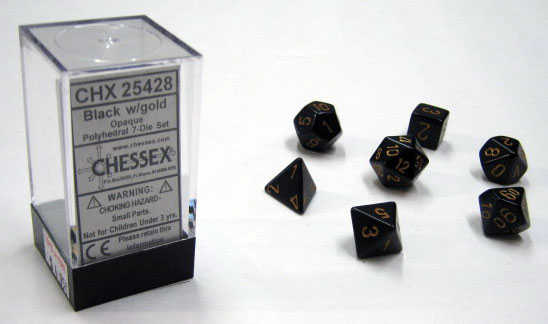 Opaque Black/gold Polydice Dobbelsteen S