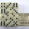 Opaque Ivory/black D6 16mm Dobbelsteen S