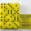 Opaque Yellow/black D6 16mm Dobbelsteen