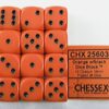 Opaque Orange/black D6 16mm Dobbelsteen