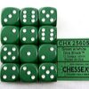 Opaque Green/white D6 16mm Dobbelsteen S