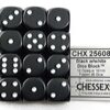 Opaque Black/white D6 16mm Dobbelsteen S