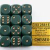 Opaque Dusty Green/gold D6 16mm Dobbelst