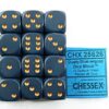 Opaque Dusty Blue/gold D6 16mm Dobbelste