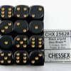 Opaque Black/gold D6 16mm Dobbelsteen Se