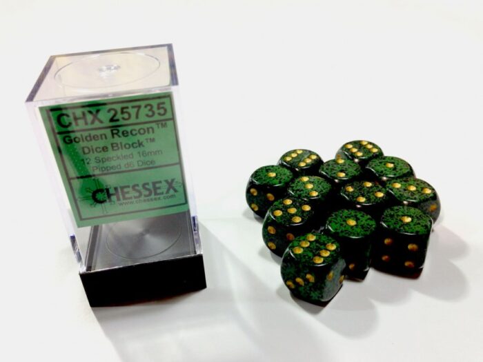 Golden Recon Speckled D6 16mm Dobbelstee