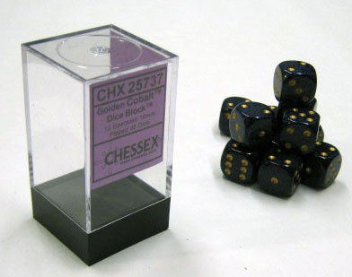 Golden Cobalt Speckled D6 16mm Dobbelste