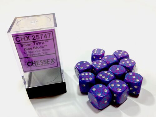 Silver Tetra Speckled D6 16mm Dobbelstee