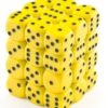 Opaque Yellow/black D6 12mm Dobbelsteen