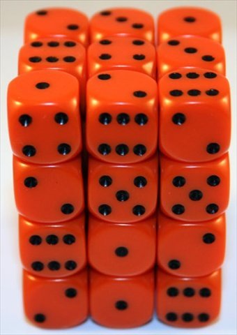 Opaque Orange/black D6 12mm Dobbelsteen