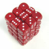 Opaque Red/white D6 12mm Dobbelsteen Set
