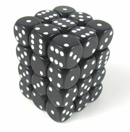 Opaque Black/white D6 12mm Dobbelsteen S