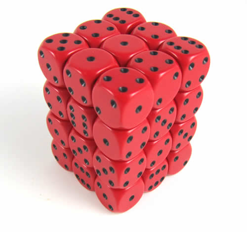 Opaque Red/black D6 12mm Dobbelsteen Set
