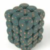 Opaque Dusty Green/gold D6 12mm Dobbelst