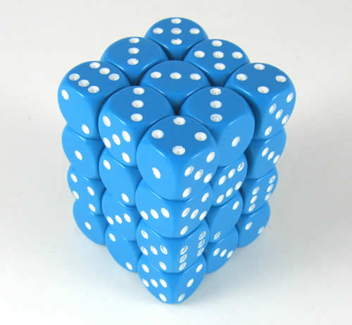 Opaque Light Blue/white D6 12mm Dobbelst
