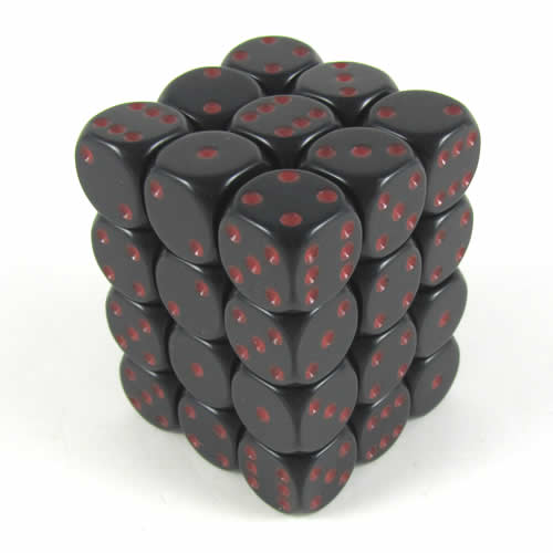 Opaque Black/red D6 12mm Dobbelsteen Set