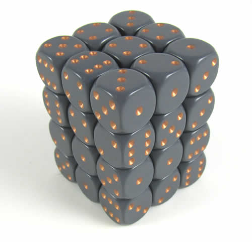 Opaque Dark Grey/copper D6 12mm Dobbelst