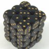 Opaque Black/gold D6 12mm Dobbelsteen Se