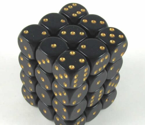 Opaque Black/gold D6 12mm Dobbelsteen Se