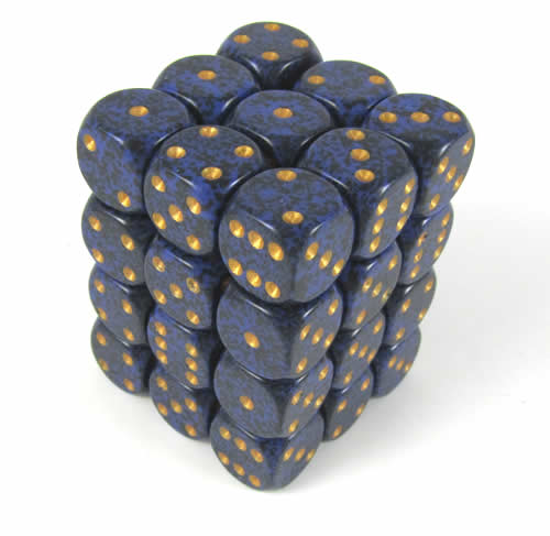 Golden Cobalt Speckled D6 12mm Dobbelste