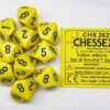 Opaque Yellow/black D10 Dobbelsteen Set
