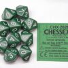 Opaque Green/white D10 Dobbelsteen Set (