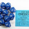 Opaque Blue/white D10 Dobbelsteen Set (1