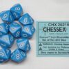 Opaque Light Blue/white D10 Dobbelsteen