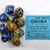 Gemini Blue-Gold/white D10 Dobbelsteen S