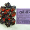 Gemini Purple-Red/gold D10 Dobbelsteen S