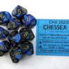 Gemini Black-Blue/gold D10 Dobbelsteen S