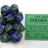 Gemini Blue-Green/gold D10 Dobbelsteen S