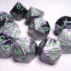 Gemini Black-Grey/green D10 Dobbelsteen