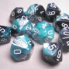 Gemini Steel-Teal/white D10 Dobbelsteen