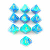 Gemini Blue-Teal/gold D10 Dobbelsteen Se