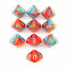 Gemini Red-Teal/gold D10 Dobbelsteen Set