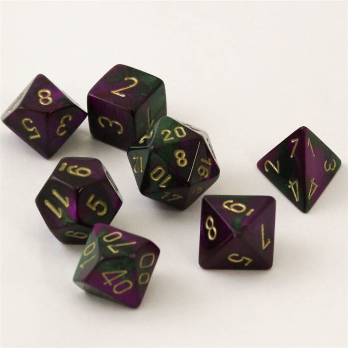 Gemini Green-Purple/gold Polydice Dobbel