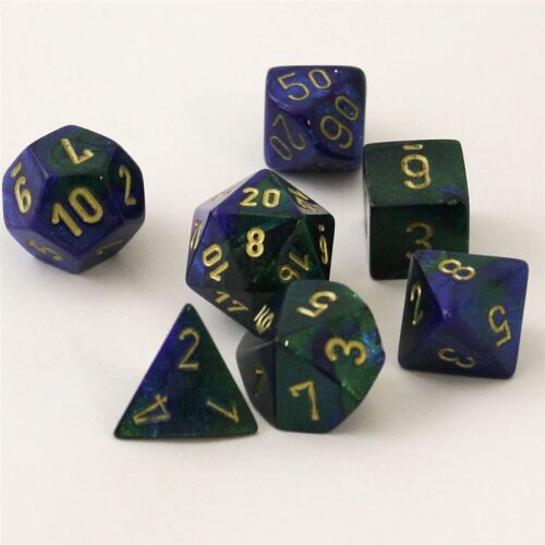 Gemini Blue-Green/gold Polydice Dobbelst