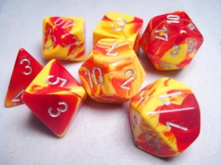Gemini Red-Yellow/silver Polydice Dobbel