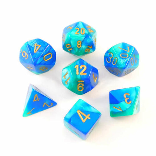 Gemini Blue-Teal/gold Polydice Dobbelste