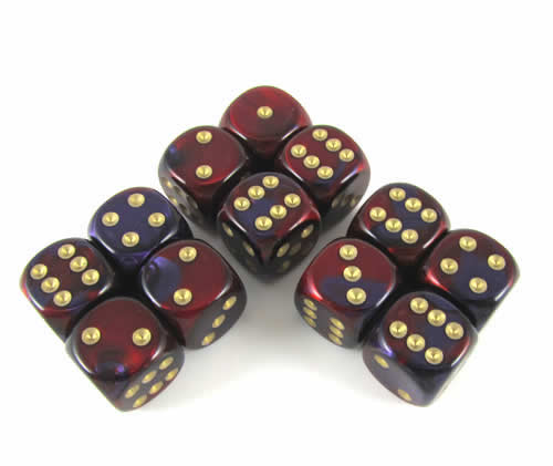 Gemini Purple-Red/gold D6 16mm Dobbelste