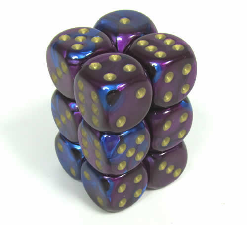 Gemini Blue-Purple/gold D6 16mm Dobbelst