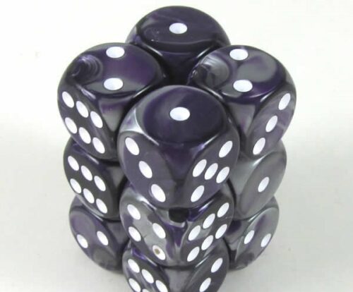 Gemini Purple-Steel/white D6 16mm Dobbel