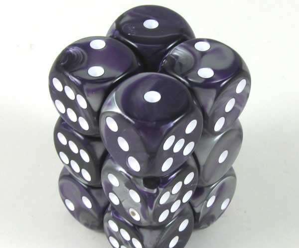 Gemini Purple-Steel/white D6 16mm Dobbel