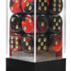 Gemini Black-Red/gold D6 16mm Dobbelstee